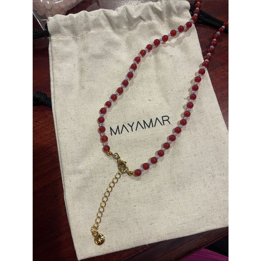 Mayamar Green Fish Pendant Necklace with Red & Purple Beads - Picture 4 of 11